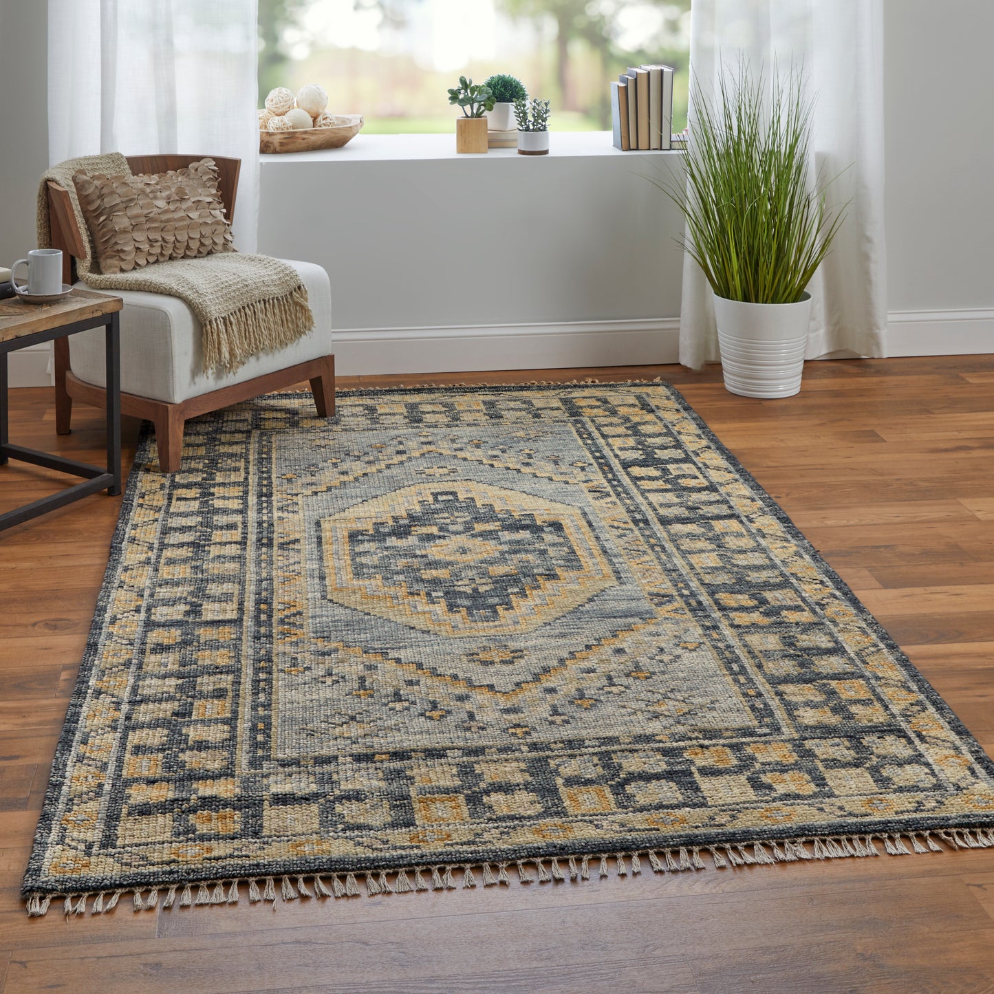 Fillmore Transitional/Vintage/Bohemian & Eclectic Blue/Gray Accent Rug
