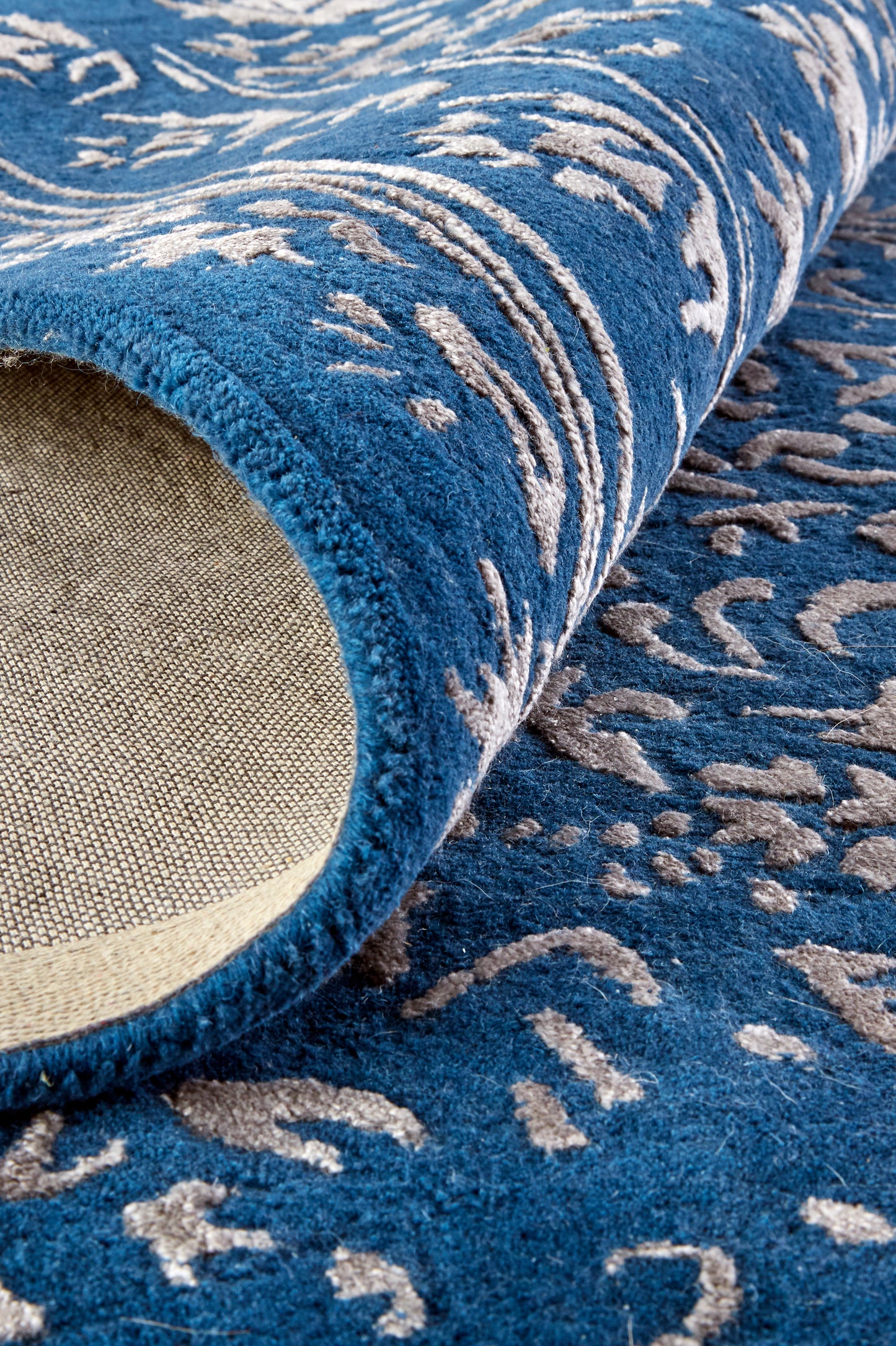 Bella Transitional/Bohemian & Eclectic/Casual Oriental/Bordered/Floral & Botanical Blue/Silver - Feizy Rug