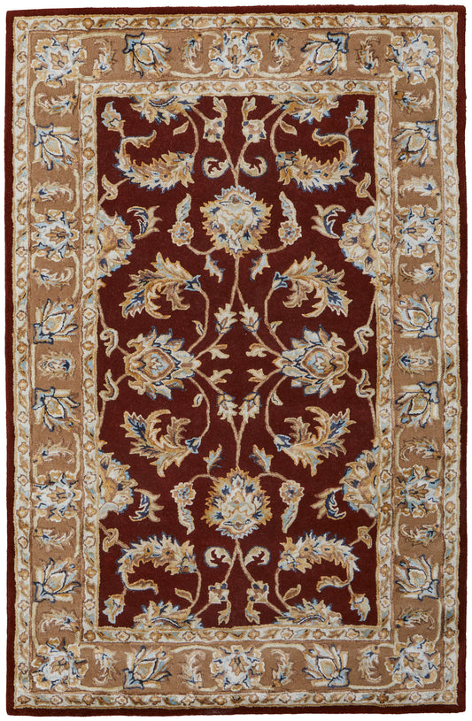 Prescott Traditional/Classic/Bohemian & Eclectic Oriental/Bordered Red/Tan/Ivory - Feizy Rug