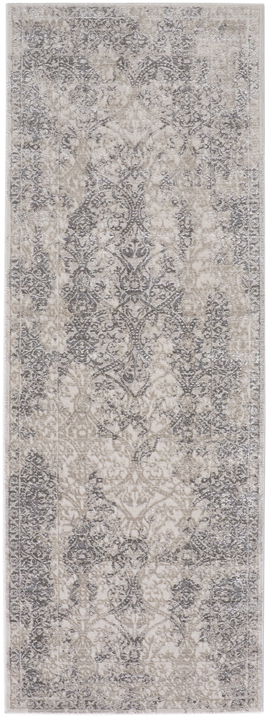 Prasad Modern/Vintage Ivory/Gray/Black Runner  Feizy Rugs Small Parcel,Feizy Rugs,Prasad,Ivory/Gray/Black,2'10" x 7'10",Runner,Polypropylene/Polyester,Modern/Vintage,Turkey
