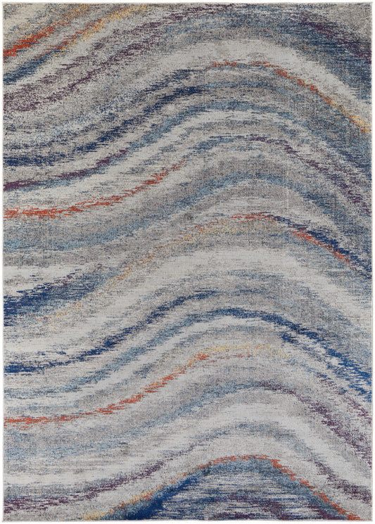 Edgemont Modern/Casual Abstract Blue/Gray/Orange - Feizy Rug