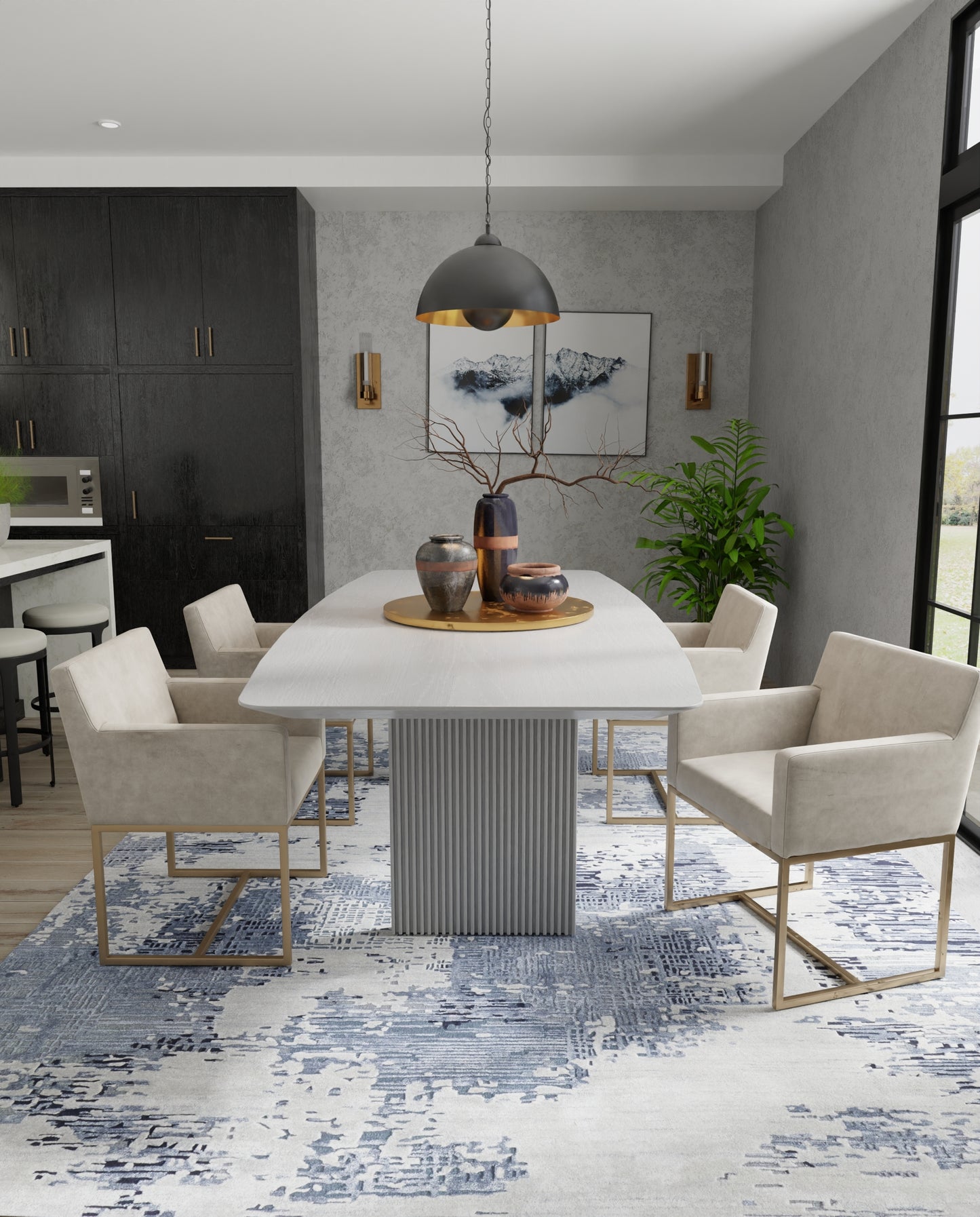 Zarah Modern/Bohemian & Eclectic Blue/Ivory Area Rug