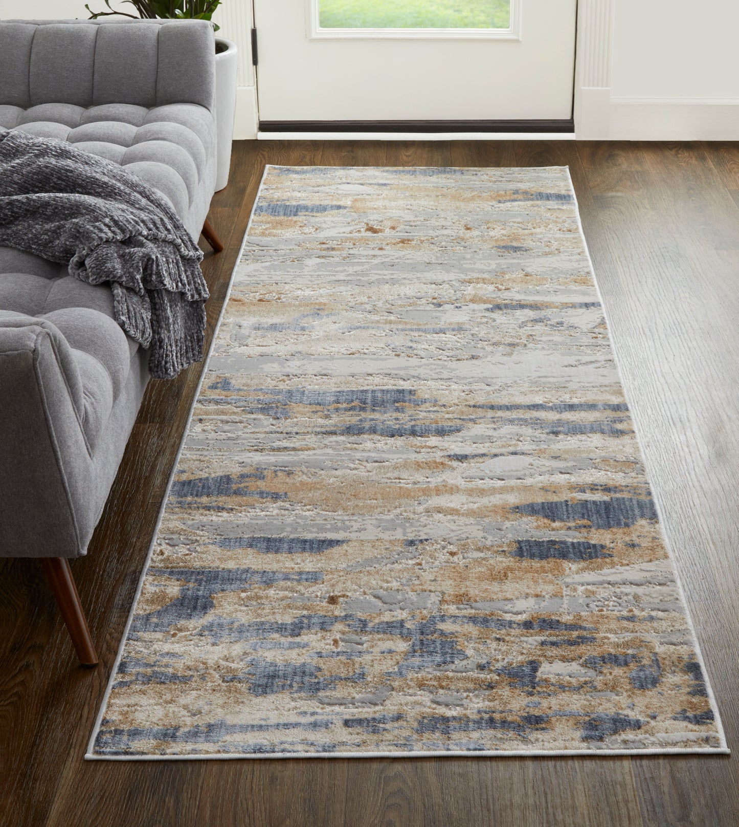 Laina Transitional/Industrial/Casual Tan/Orange/Ivory Runner