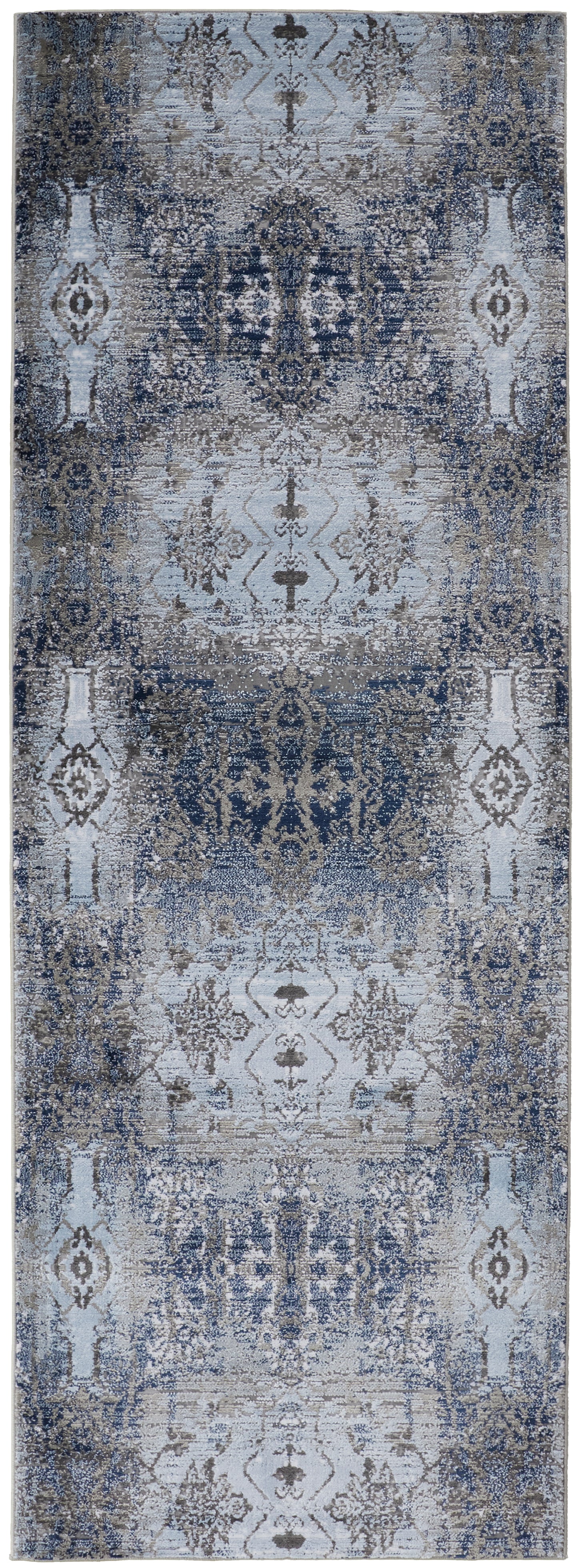 Gaspar Modern/Bohemian & Eclectic/Rustic Damask/Distressed Blue/Gray/Taupe - Feizy Rug
