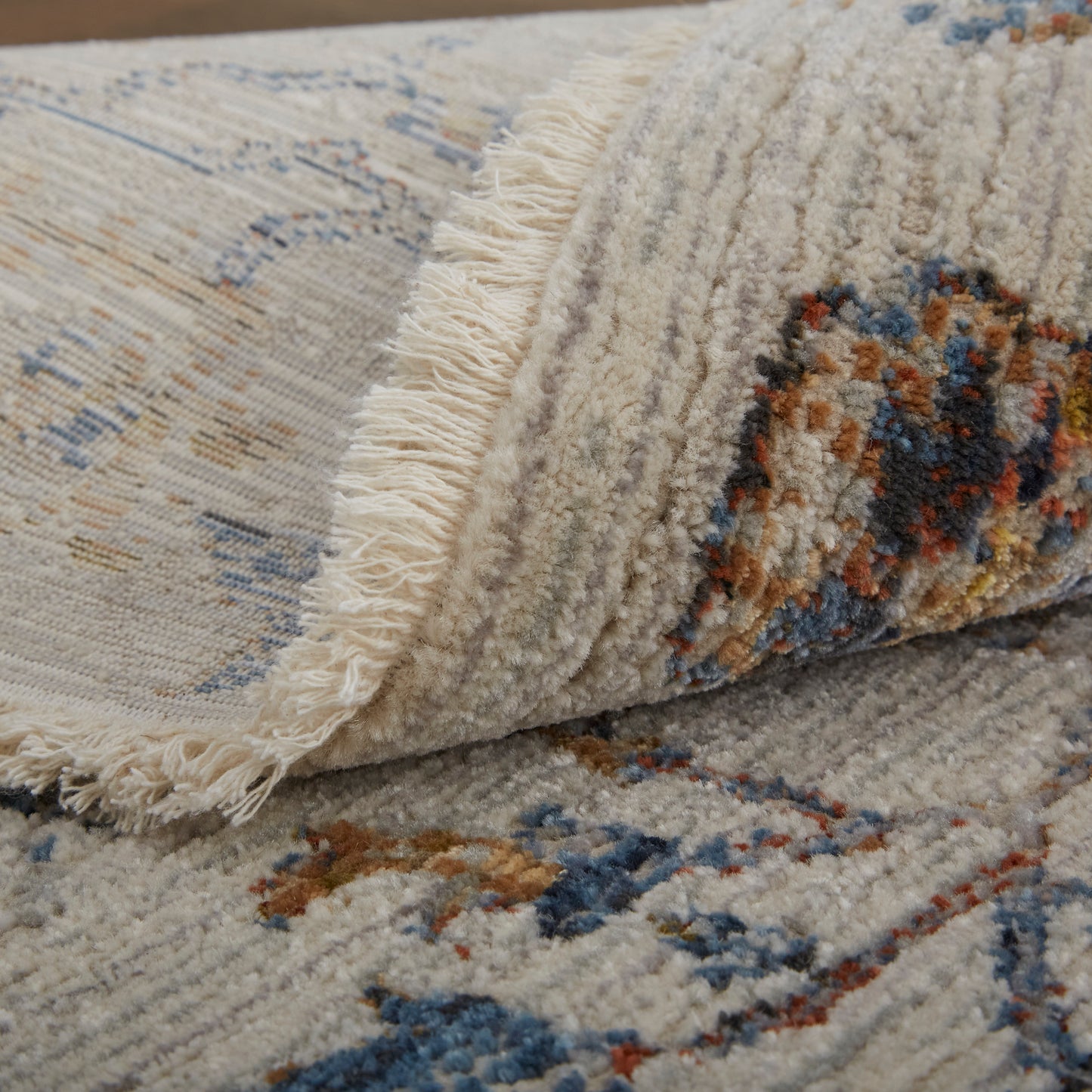 Kaia Transitional/Casual/Bohemian & Eclectic Ivory/Orange/Blue Accent Rug