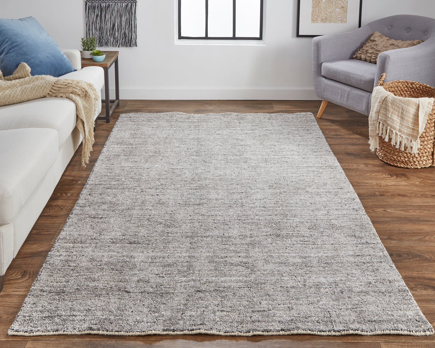 Delino Transitional/Casual/Industrial Solid Gray/Black - Feizy Rug