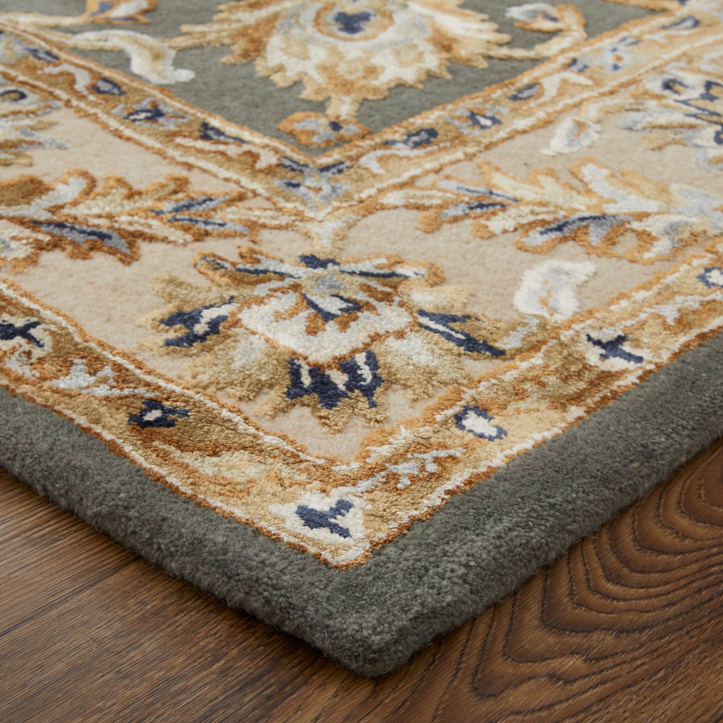 Prescott Traditional/French & Victorian/Bohemian & Eclectic Floral & Botanical/Bordered Taupe/Tan/Ivory - Feizy Rug