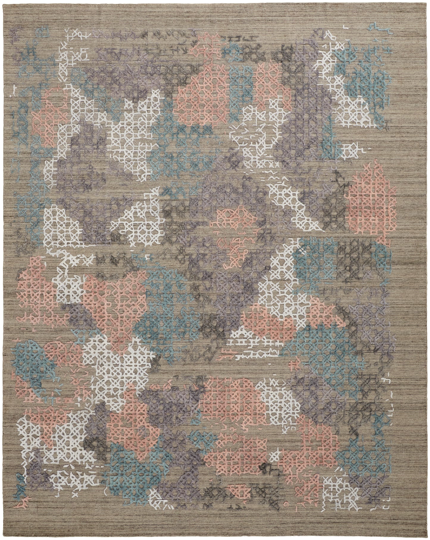 Elias Modern/Casual Abstract/Geometric/Distressed Pink/Blue/Taupe - Feizy Rug