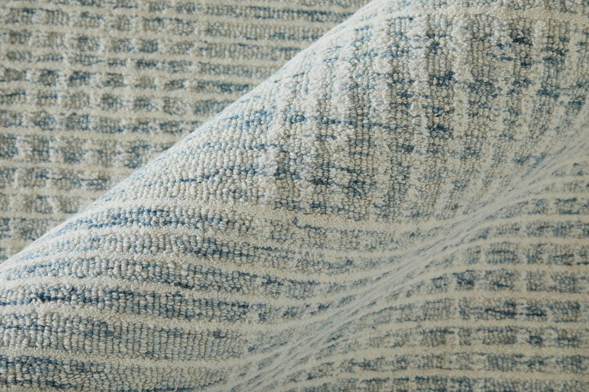 Winston Modern Plaid/Stripes Blue/Ivory - Feizy Rug