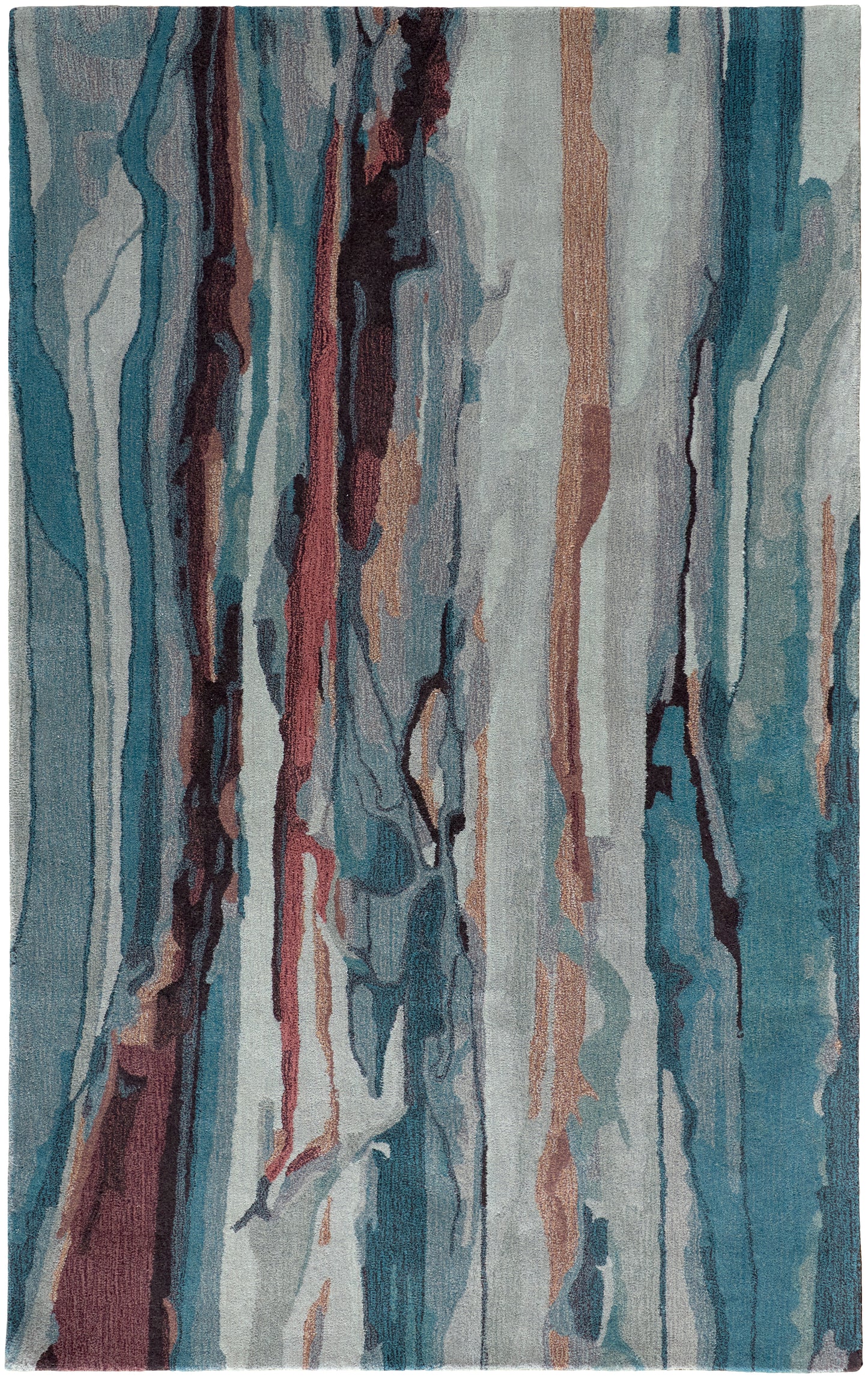 Amira Transitional/Industrial/Casual Abstract/Watercolor Blue/Red/Ivory - Feizy Rug