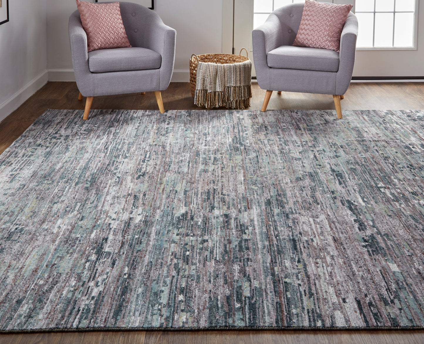 Conroe Modern/Casual/Industrial Blue/Gray Accent Rug