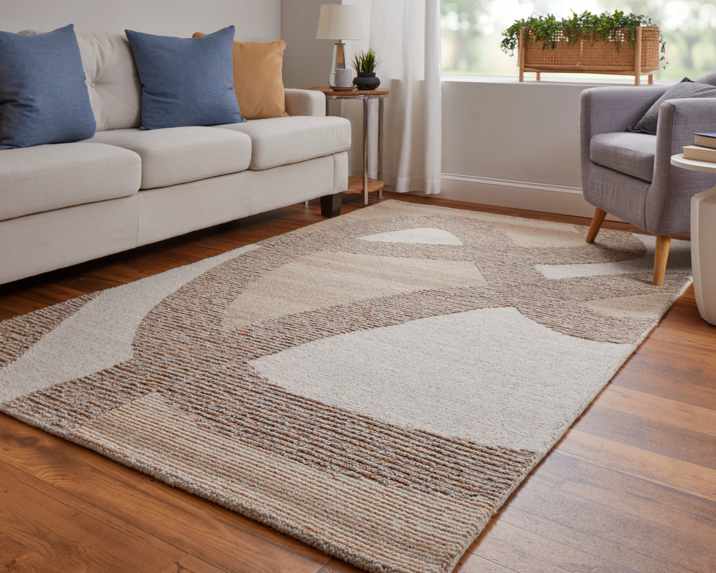 Pollock Modern/Bohemian & Eclectic/Natural Brown/Tan/Ivory Accent Rug
