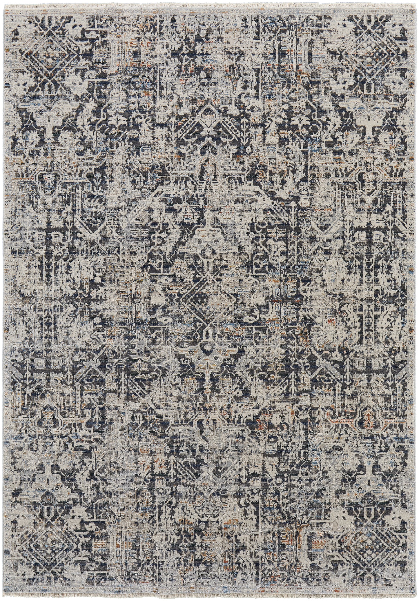 Kaia Transitional/Casual/Farmhouse Distressed/Diamond/Oriental Ivory/Gray/Taupe - Feizy Rug