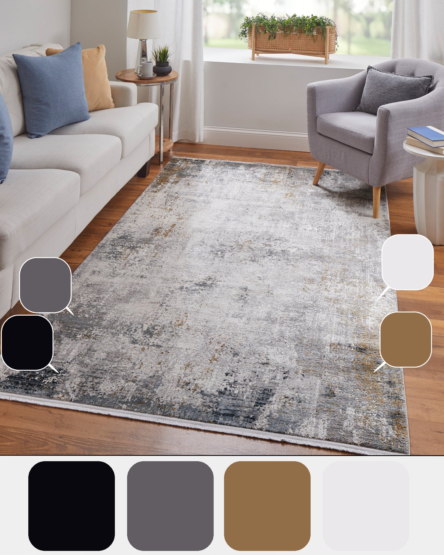 Cadiz Modern/Industrial/Luxury & Glam Ivory/Taupe/Gray Accent Rug