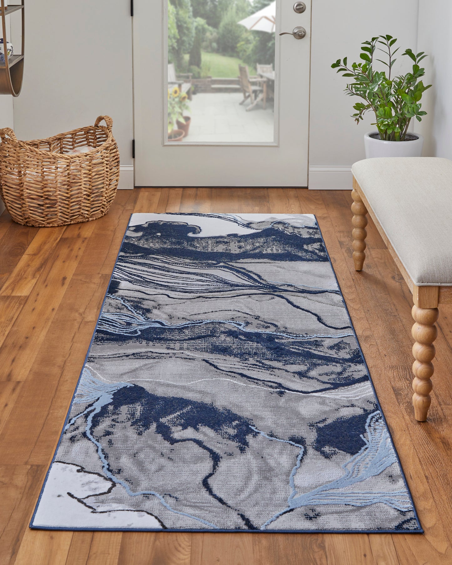 Gaspar Modern/Industrial/Casual Abstract/Watercolor Blue/Gray/Ivory - Feizy Rug