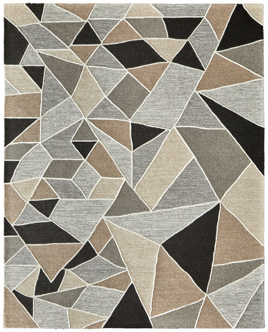 Kimball Transitional/Bohemian & Eclectic/Mid-Century Modern Abstract/Geometric/Patchwork Gray/Black/Brown - Feizy Rug
