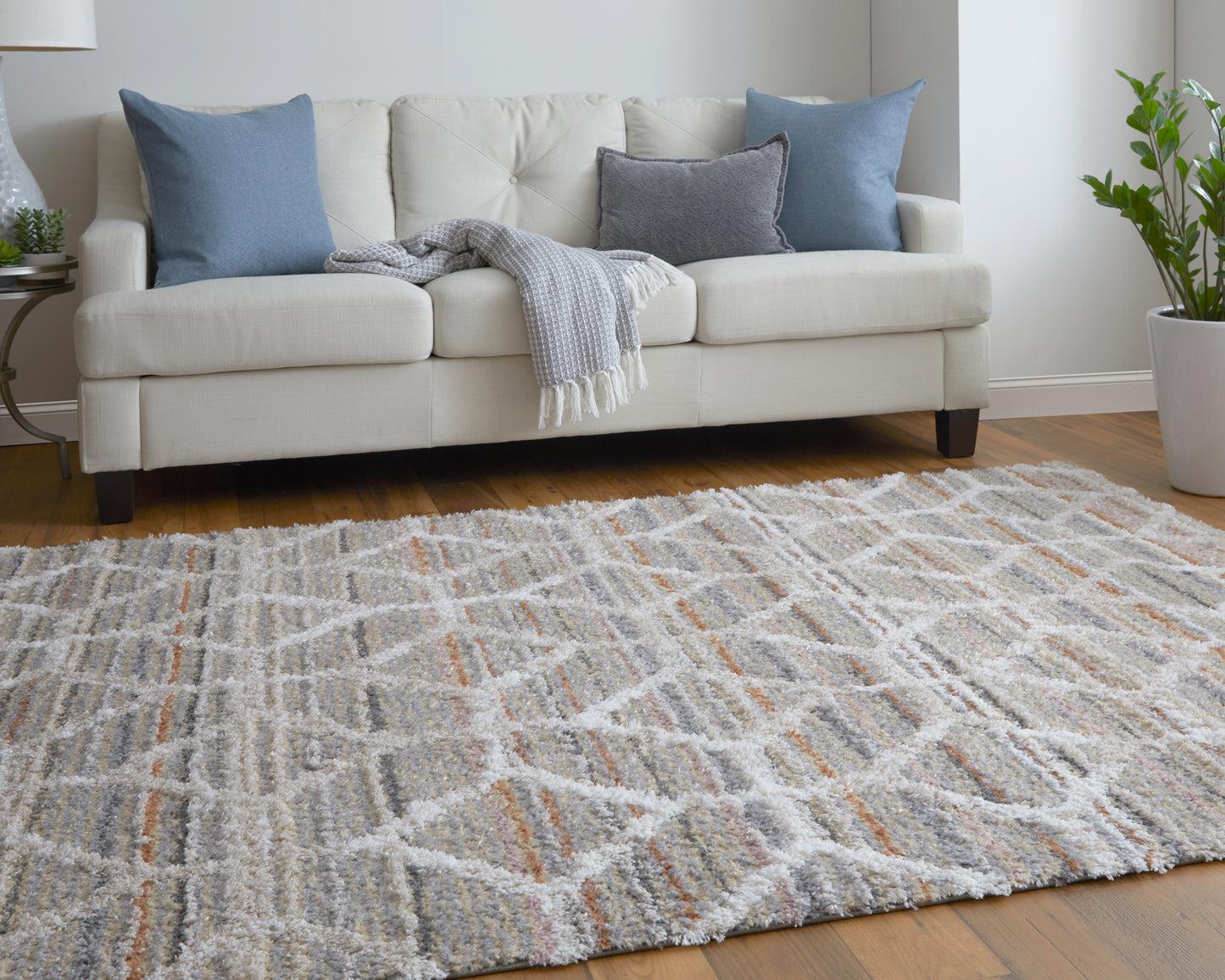 Mynka Transitional/Bohemian & Eclectic/Farmhouse Diamond/Geometric/Trellis & Lattice Tan/Taupe/Ivory - Feizy Rug