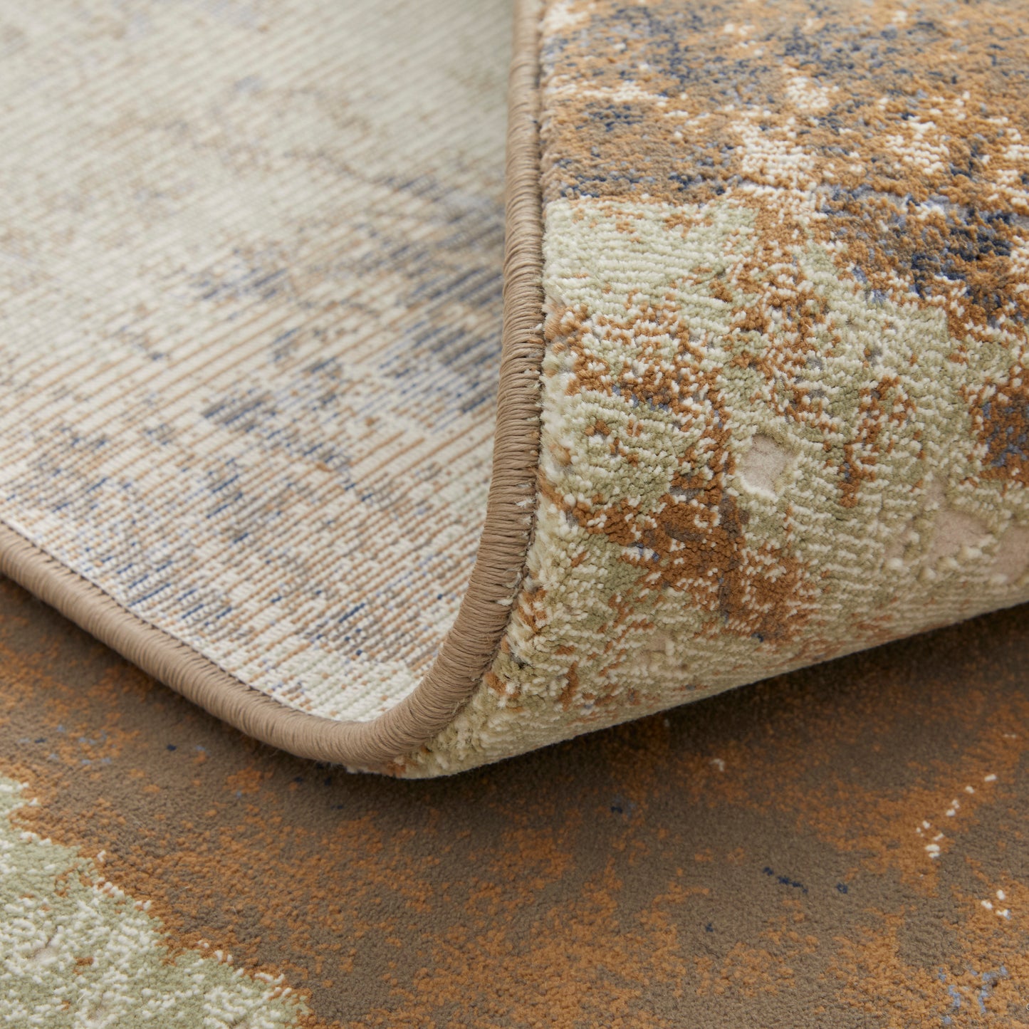 Clio Modern/Casual/Luxury & Glam Abstract/Distressed Brown/Blue/Ivory - Feizy Rug