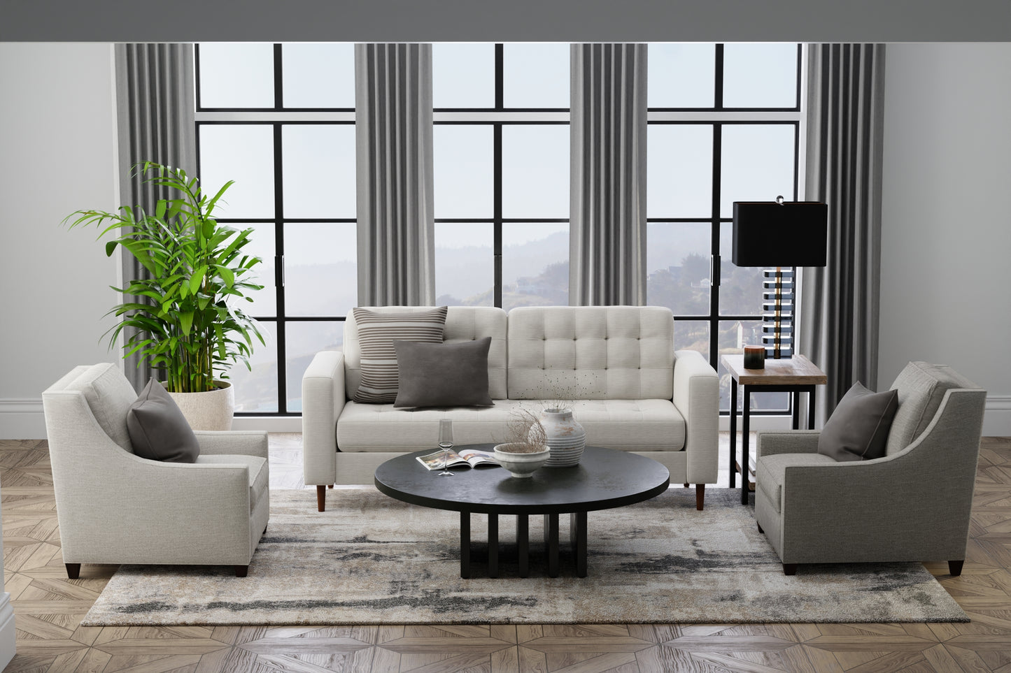 Richmond Modern/Industrial Abstract/Distressed Tan/Gray - Feizy Rug