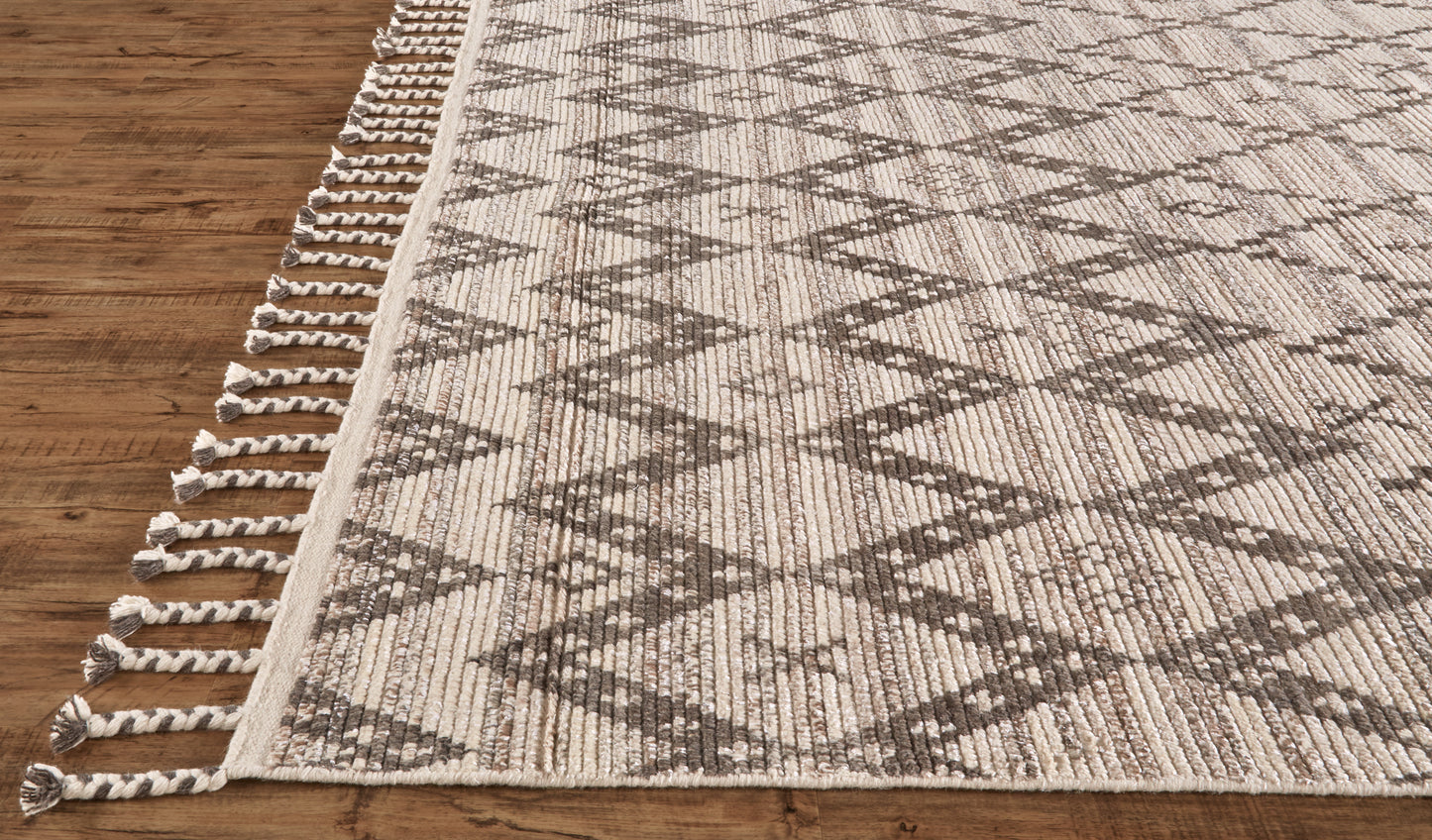 Twain Transitional/Global Diamond/Argyle/Chevron Ivory/Gray/Taupe - Feizy Rug