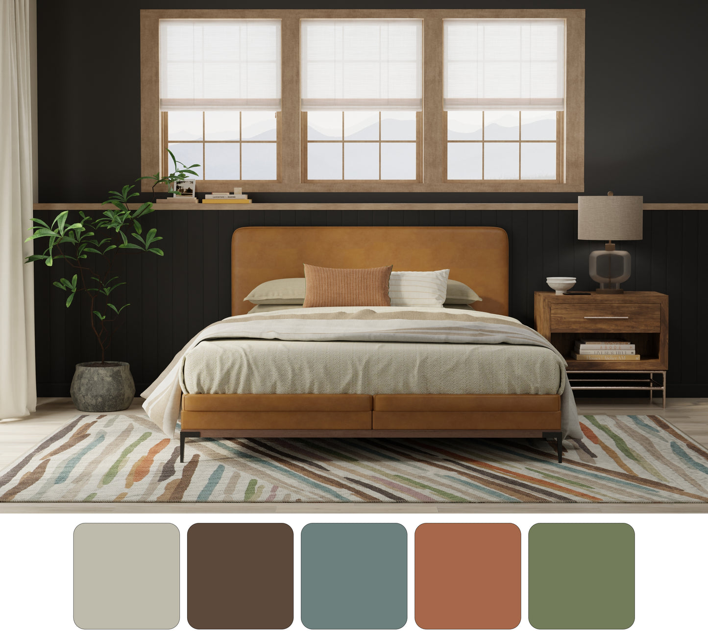 Eden Modern Abstract/Stripes Ivory/Brown/Blue - Feizy Rug