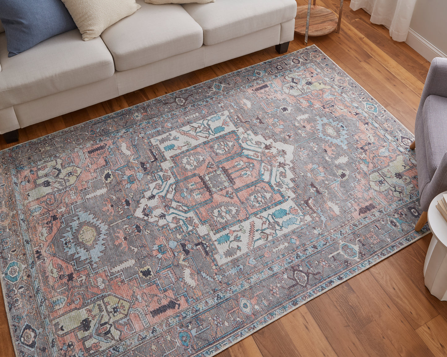 Percy Transitional/Bohemian & Eclectic/Casual Medallion/Distressed/Persian Taupe/Red/Brown - Feizy Rug