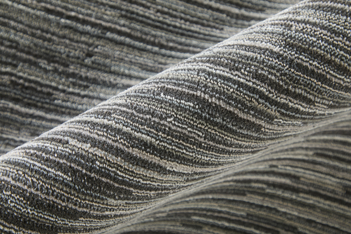 Priestley Modern Solid/Stripes Gray - Feizy Rug