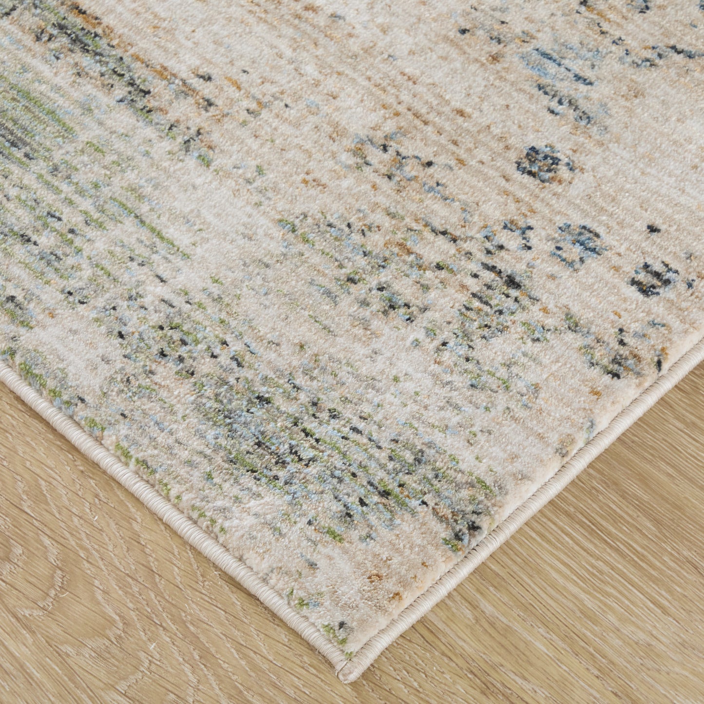Sonora Modern/Industrial Abstract/Distressed Taupe/Ivory/Blue - Feizy Rug