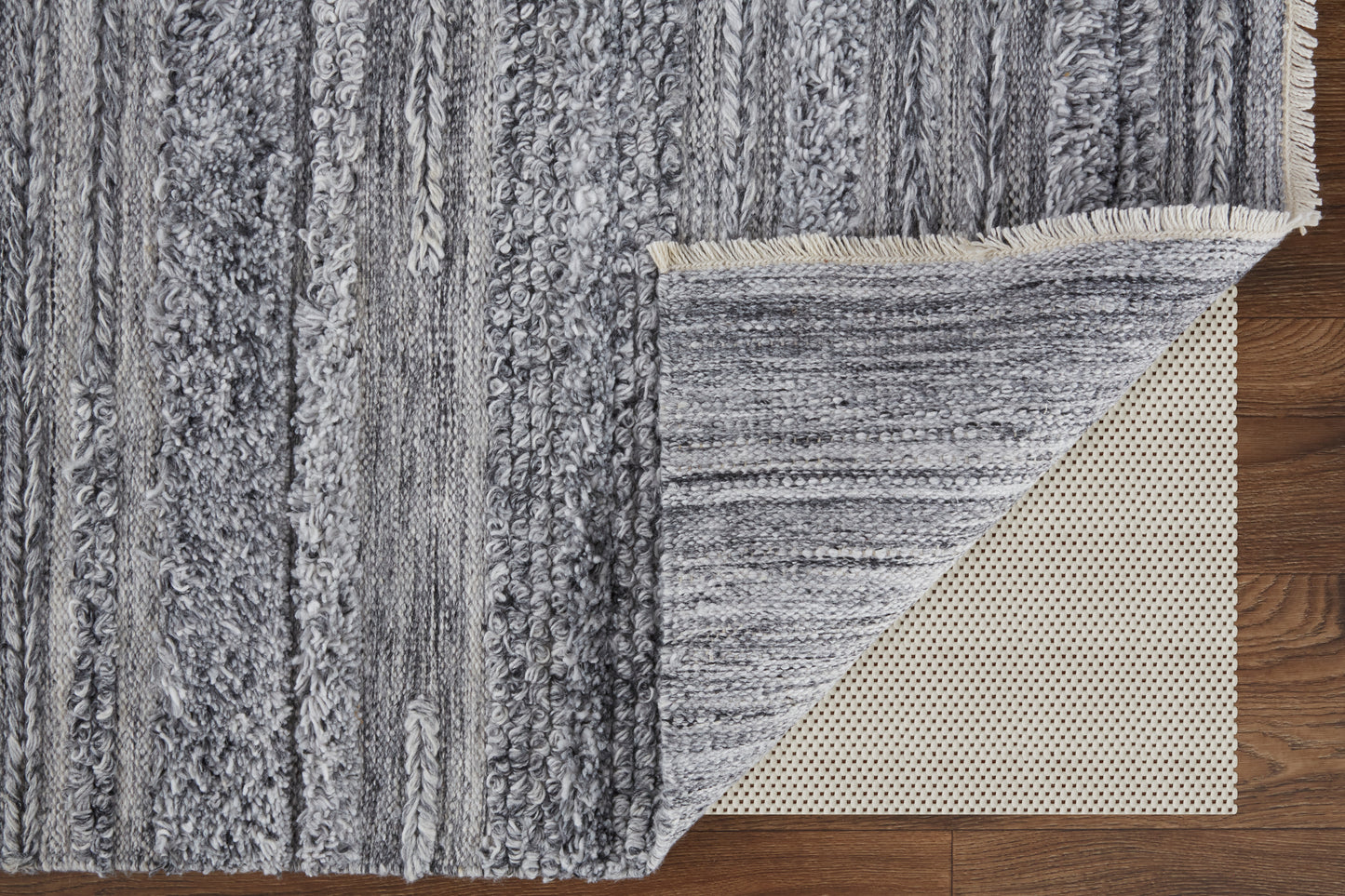 Alden Transitional/Casual/Scandinavian Stripes/Solid Gray/Ivory - Feizy Rug