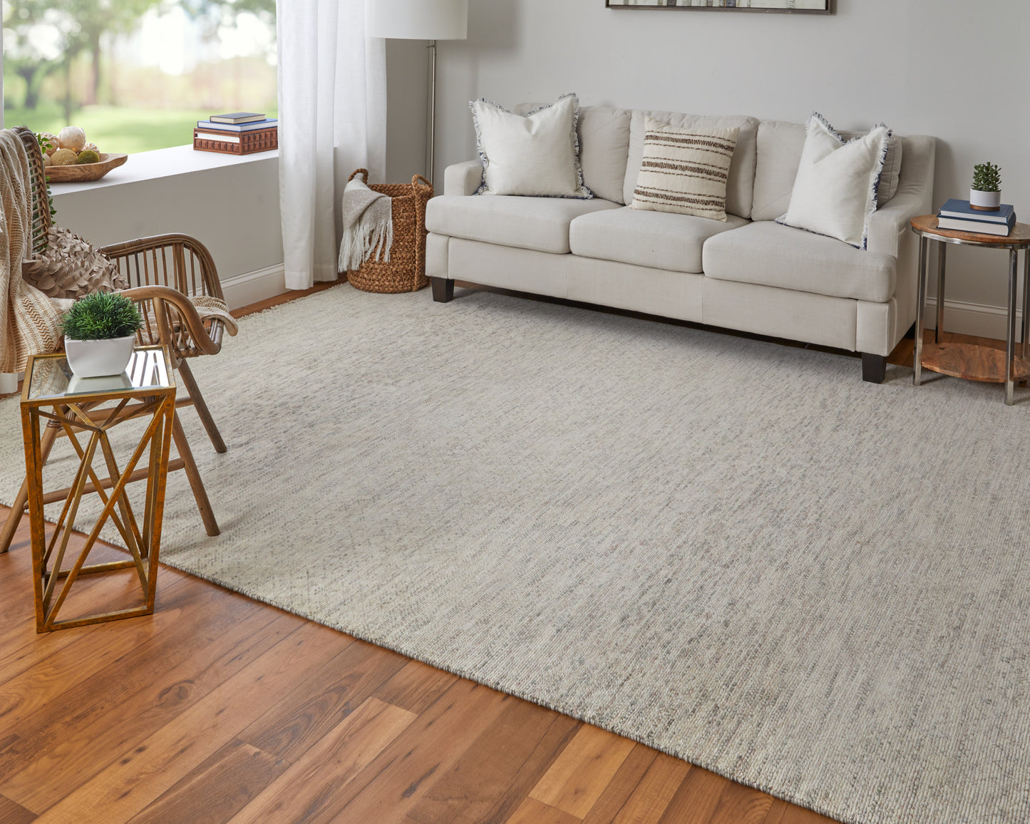 Branson Transitional/Casual/Scandinavian Solid/Geometric Ivory/Pink/Gray - Feizy Rug