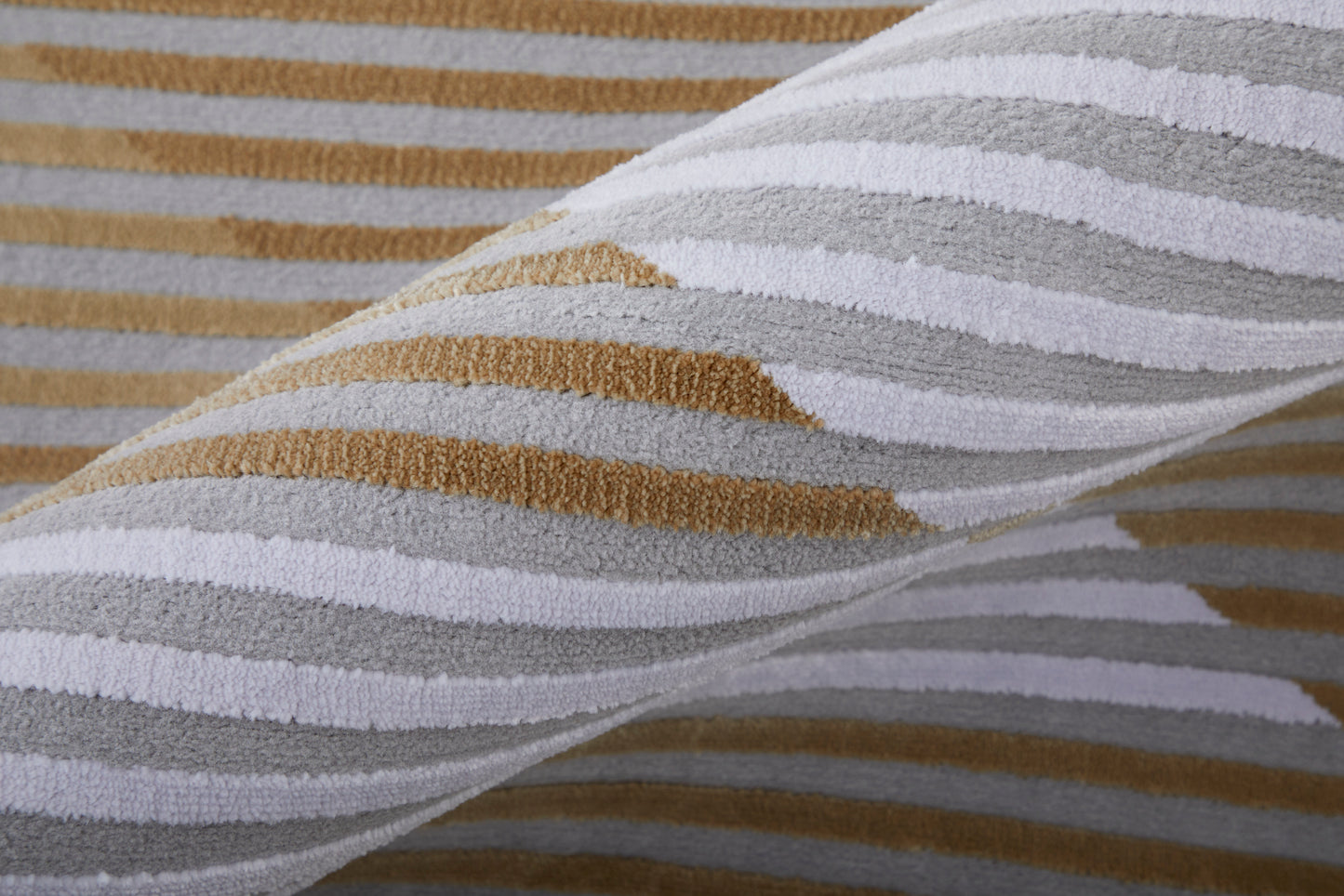 Marigold Modern/Mid-Century Modern/Industrial Geometric/Gradient & Ombre/Herringbone Gold/Gray/White - Feizy Rug