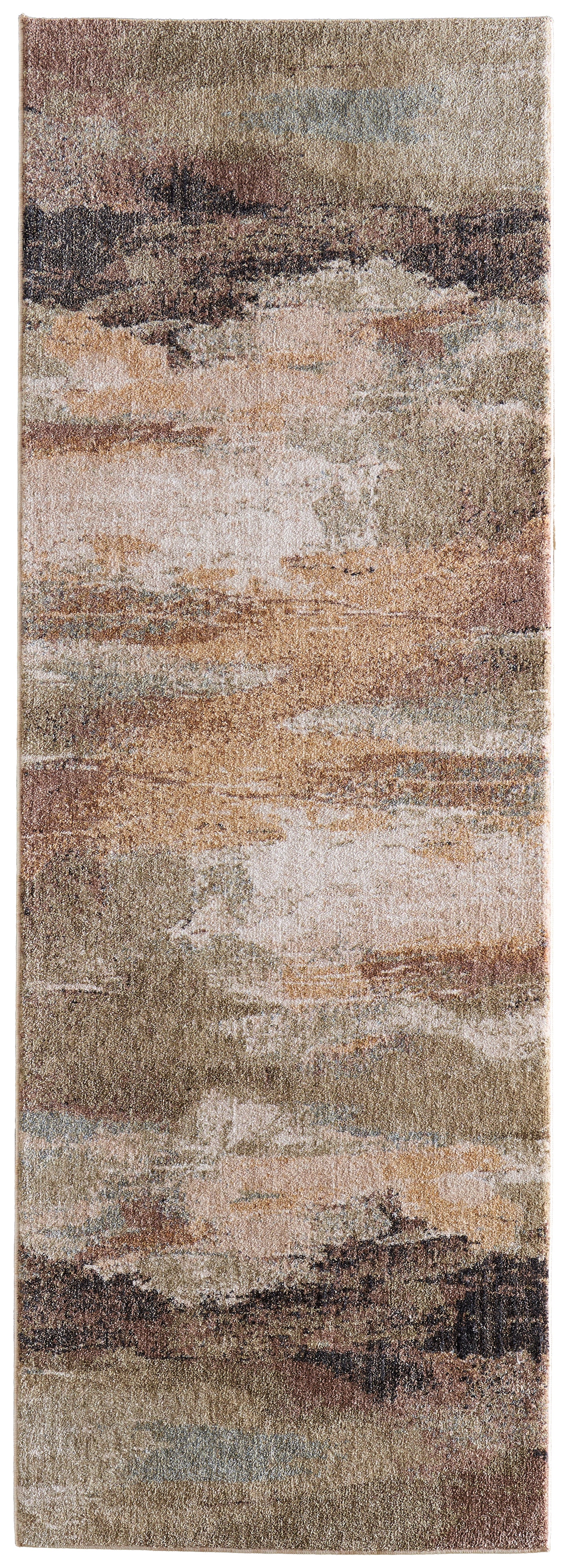 Pearson Modern/Industrial Abstract/Watercolor/Distressed Green/Ivory/Brown - Feizy Rug