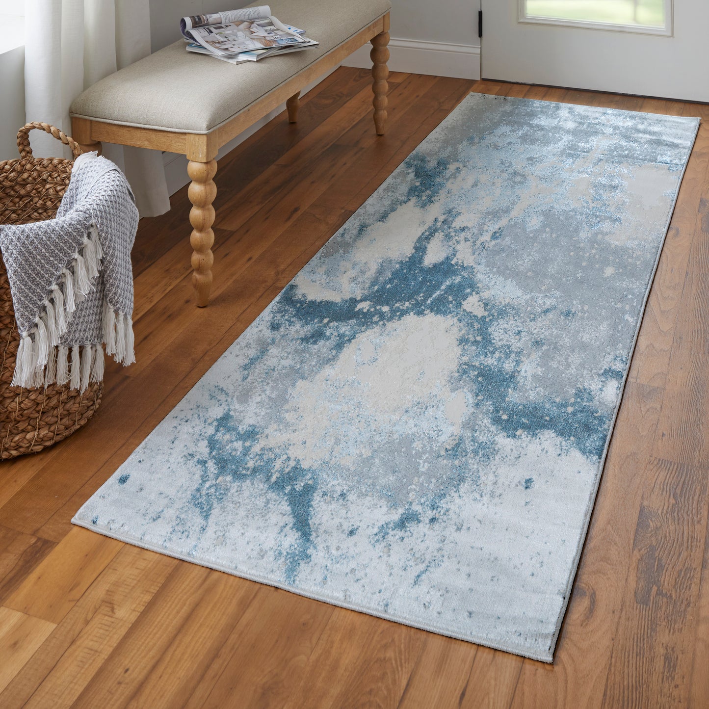 Astra Transitional/Industrial/Casual Abstract/Watercolor Blue/Gray - Feizy Rug
