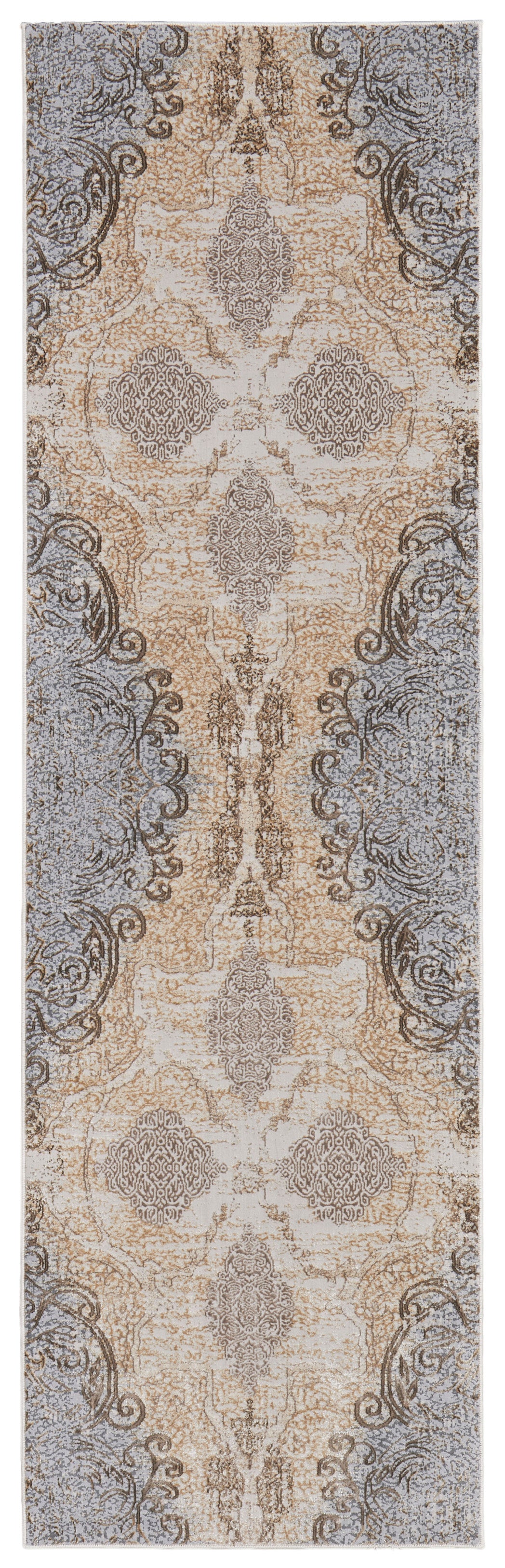 Celene Traditional/Vintage/Cottage Medallion/Scroll Silver/Tan/Gray - Feizy Rug