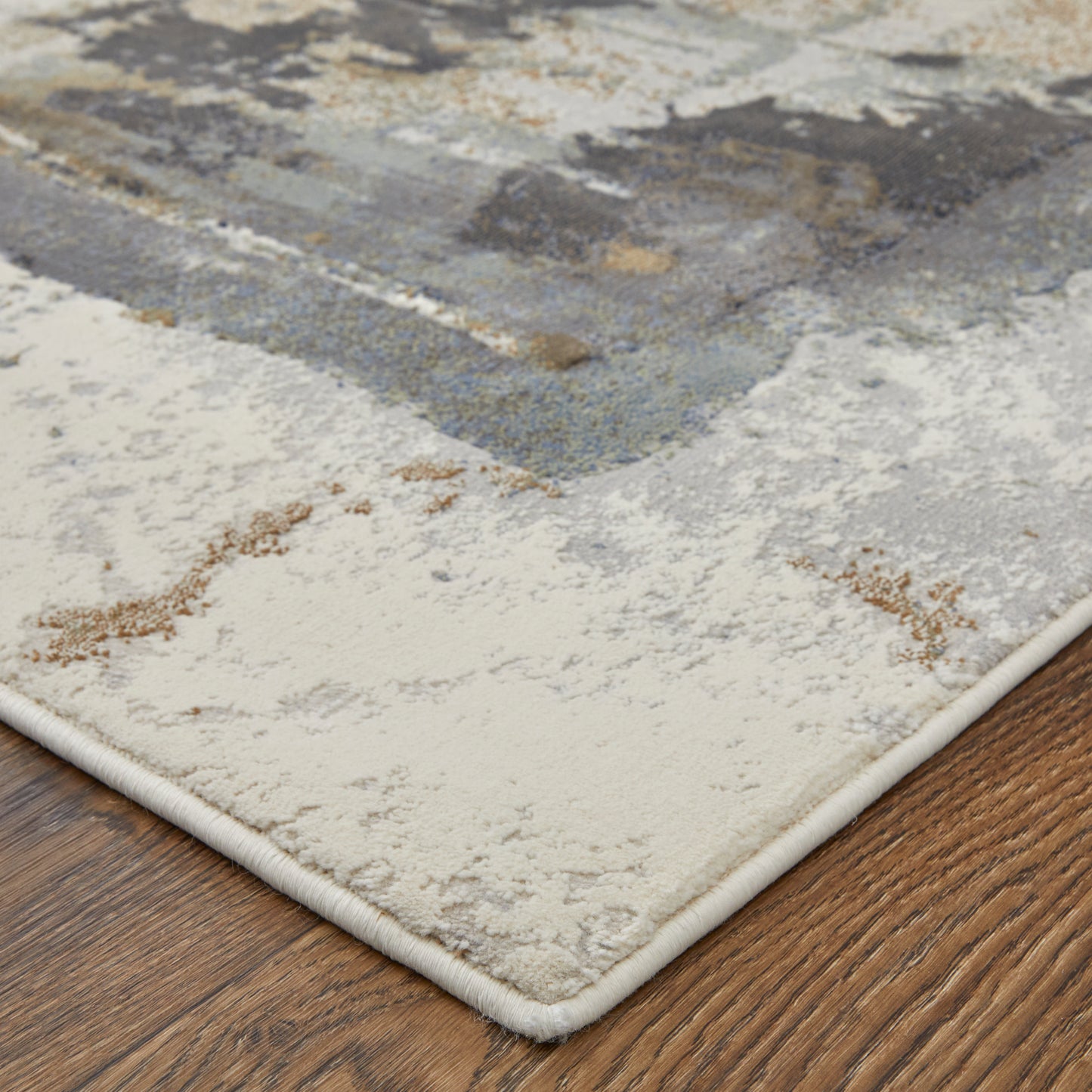 Clio Modern/Industrial/Bohemian & Eclectic Watercolor/Abstract Brown/Gray/Black - Feizy Rug
