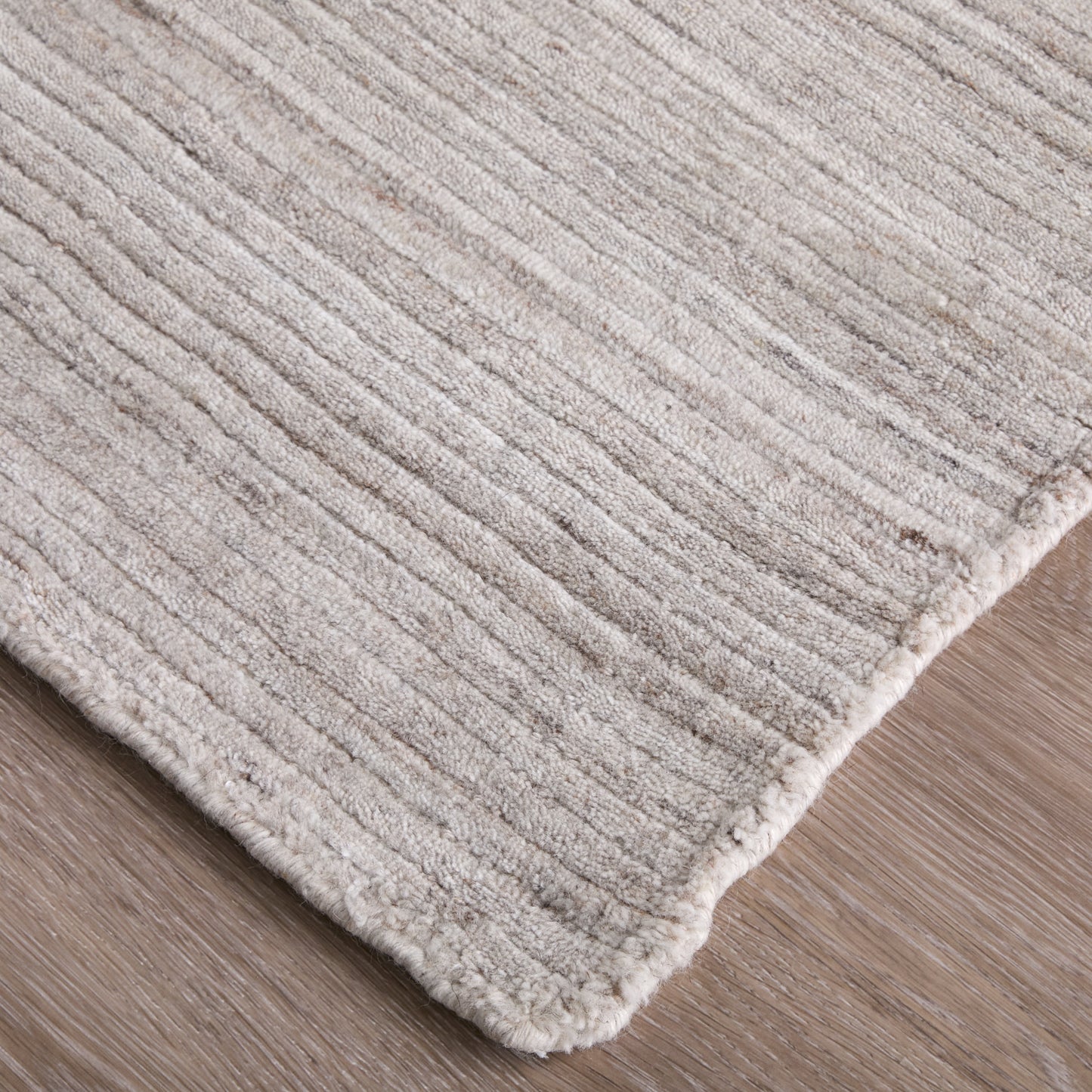 Lakewood Modern/Casual Solid/Distressed/Stripes Ivory/Tan - Feizy Rug