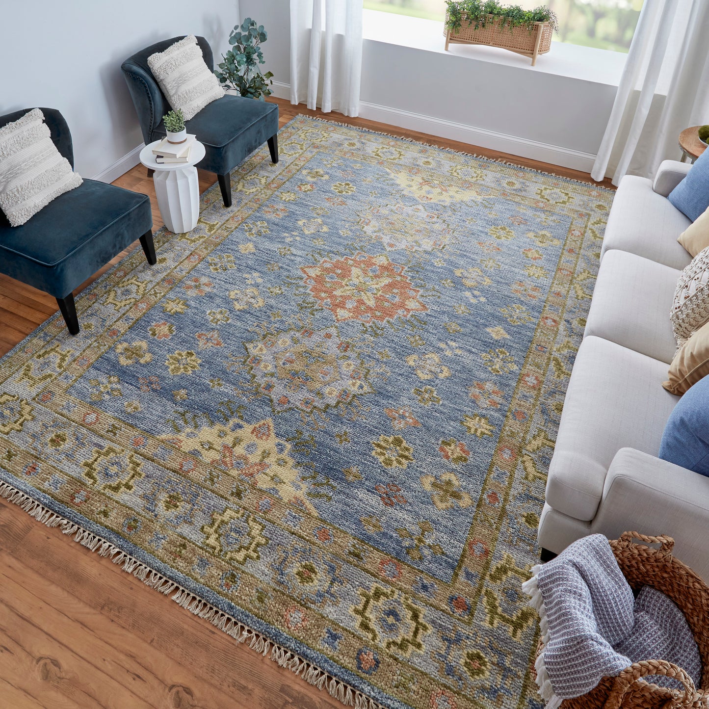 Fillmore Transitional/Bohemian & Eclectic/Craftsman Blue/Green/Yellow Accent Rug