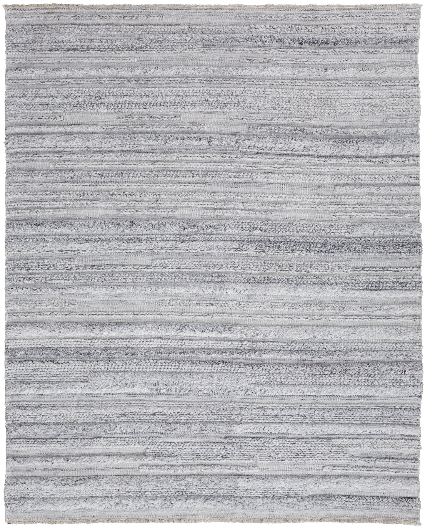 Alden Transitional/Casual/Scandinavian Stripes/Solid Gray/Silver/Ivory - Feizy Rug