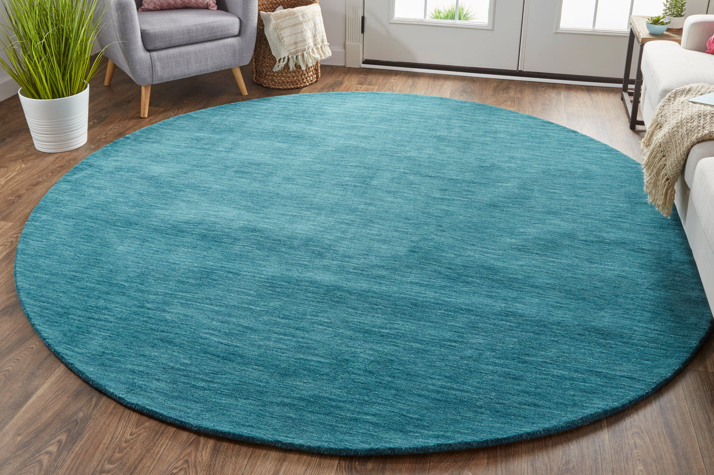 Luna Modern/Casual Blue/Green Round Rug