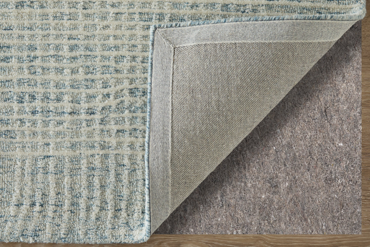 Winston Modern Plaid/Stripes Blue/Ivory - Feizy Rug