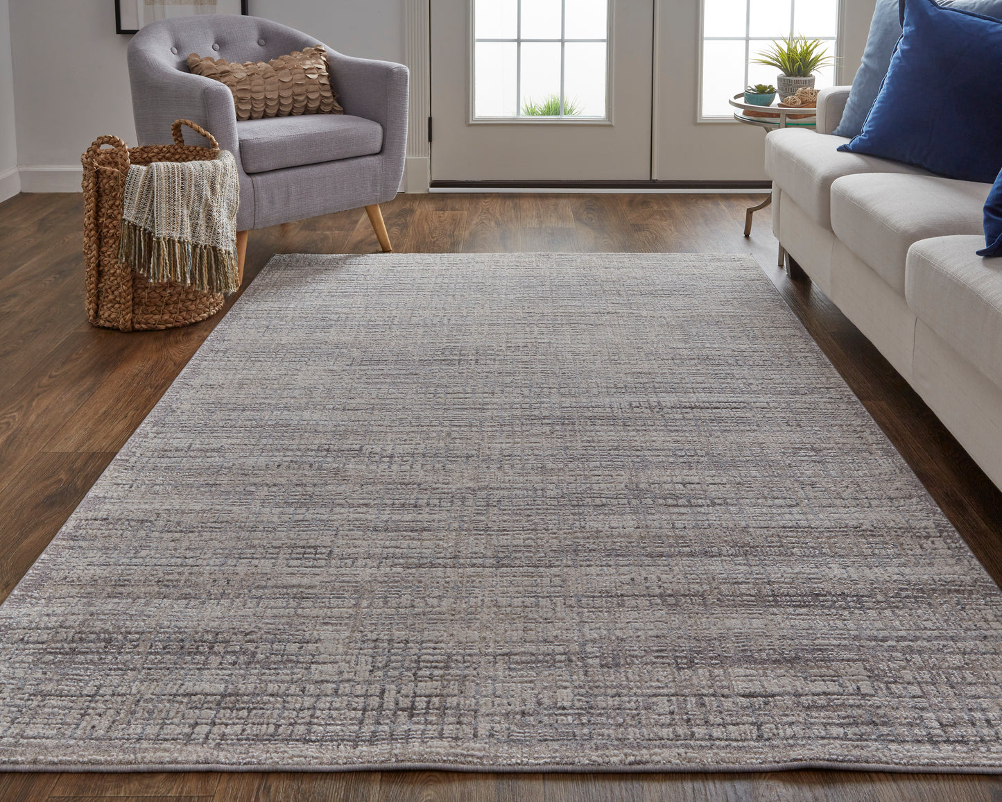 Lennon Transitional/Casual/Industrial Abstract/Distressed Taupe/Ivory - Feizy Rug