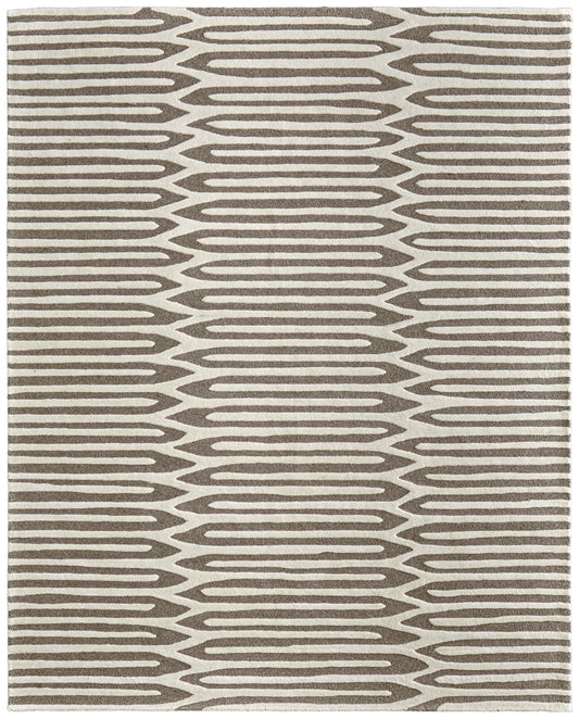 Kimball Transitional/Casual Abstract/Geometric Taupe/Ivory - Feizy Rug