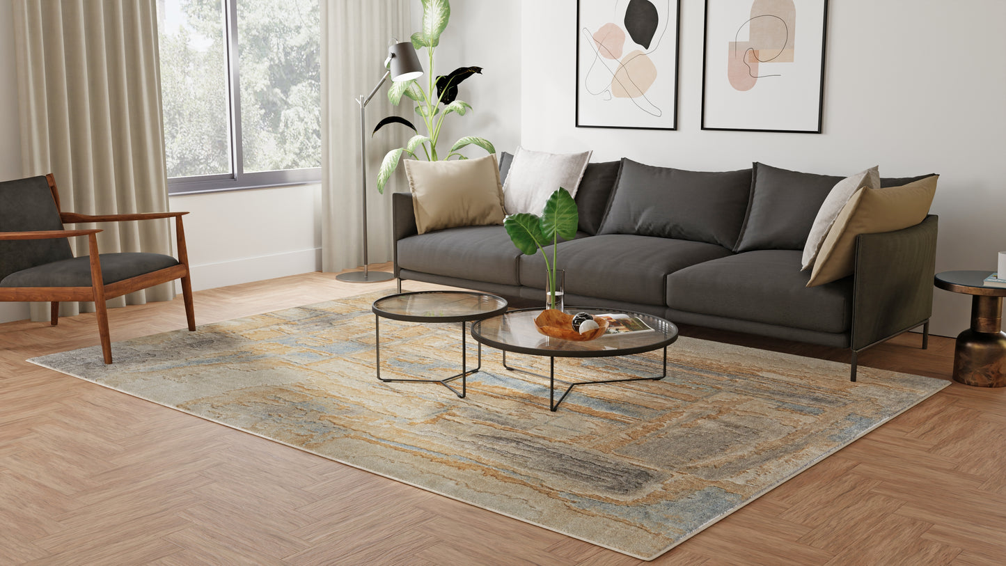 Jaxson Modern/Industrial/Bohemian & Eclectic Abstract/Distressed/Watercolor Tan/Brown/Gray - Feizy Rug