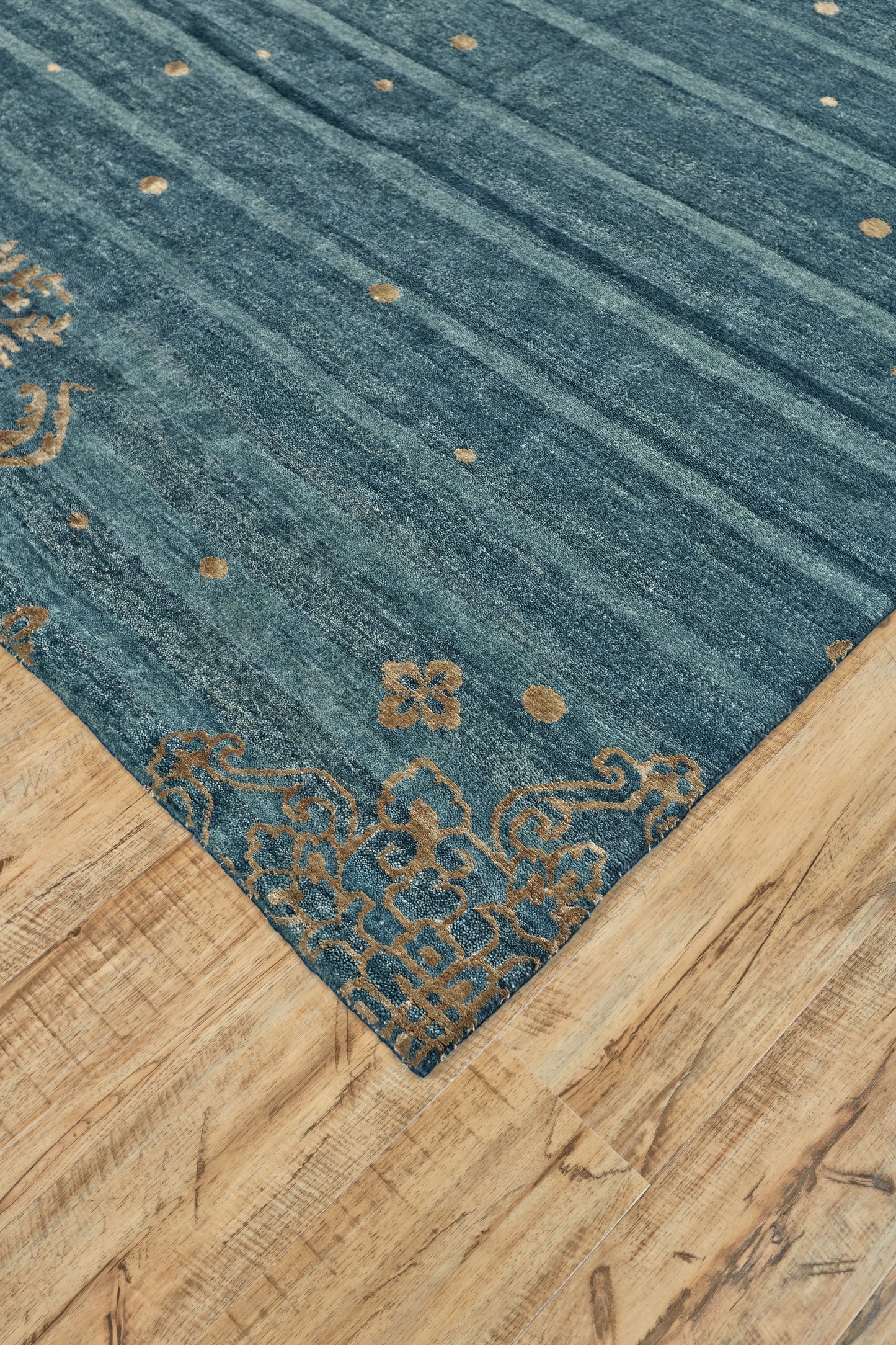Qing Transitional/Casual Stripes/Oriental Blue/Green/Tan - Feizy Rug
