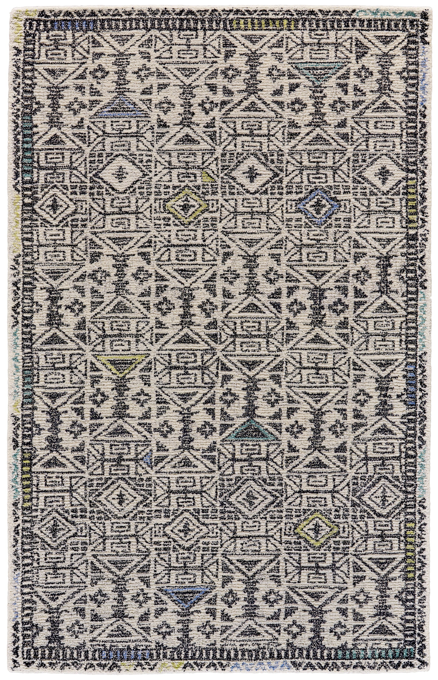 Arazad Transitional/Global Moroccan/Southwestern/Geometric Gray/Ivory/Black - Feizy Rug