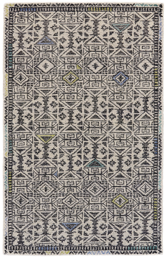 Arazad Transitional/Global Moroccan/Southwestern/Geometric Gray/Ivory/Black - Feizy Rug