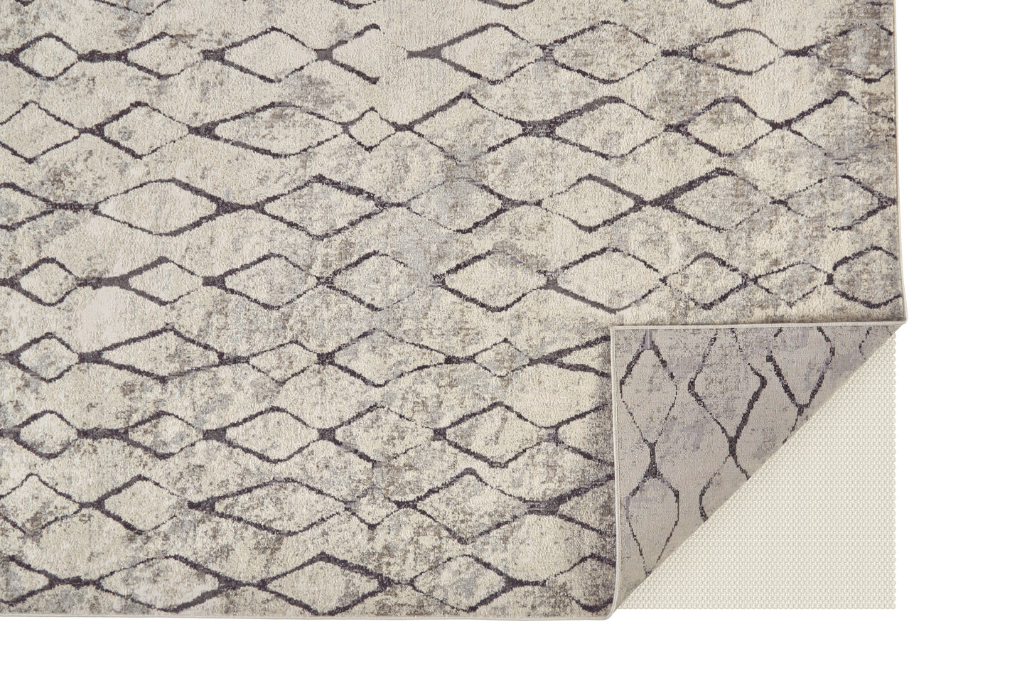 Kano Transitional/Global/Bohemian & Eclectic Diamond/Distressed Ivory/Gray/Taupe - Feizy Rug
