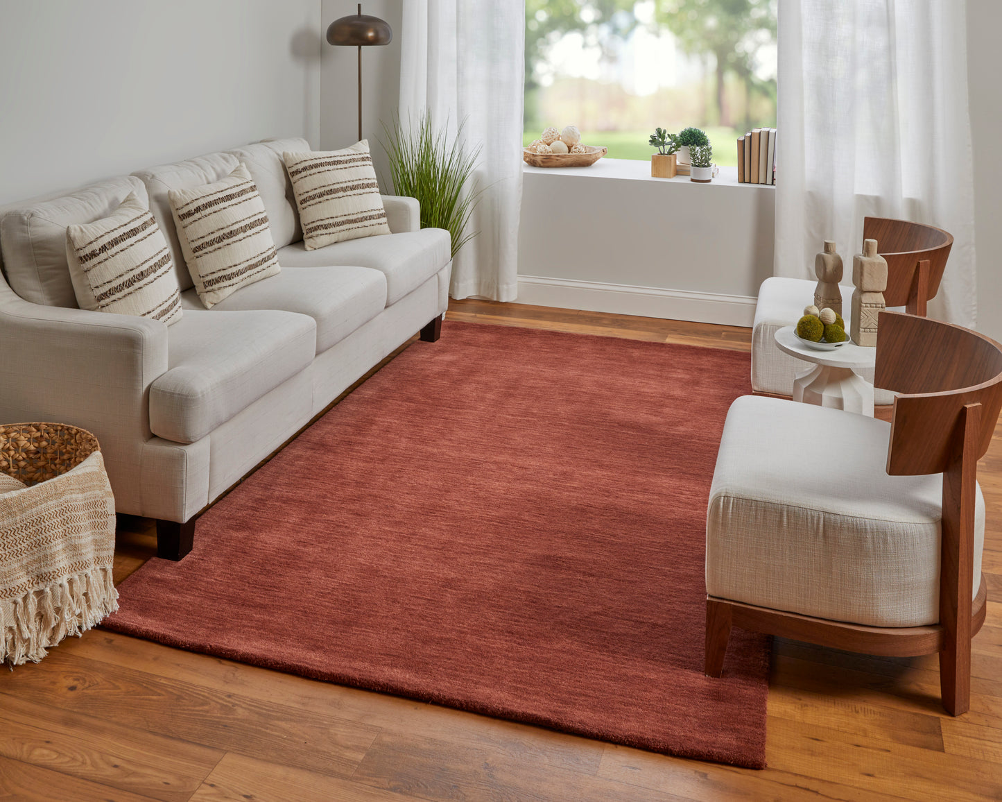 Luna Modern/Casual Orange/Red Area Rug