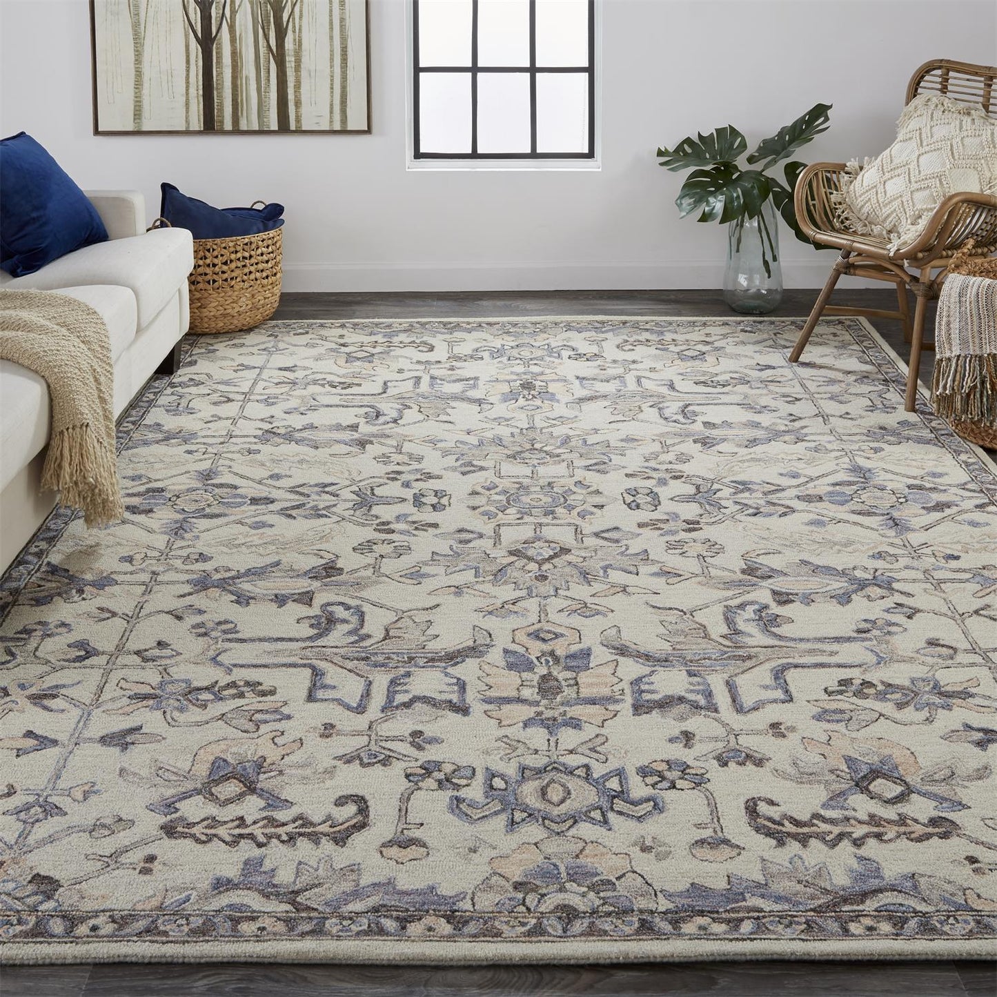 Fallon Traditional/Classic/Casual Oriental/Floral & Botanical Ivory/Gray - Feizy Rug