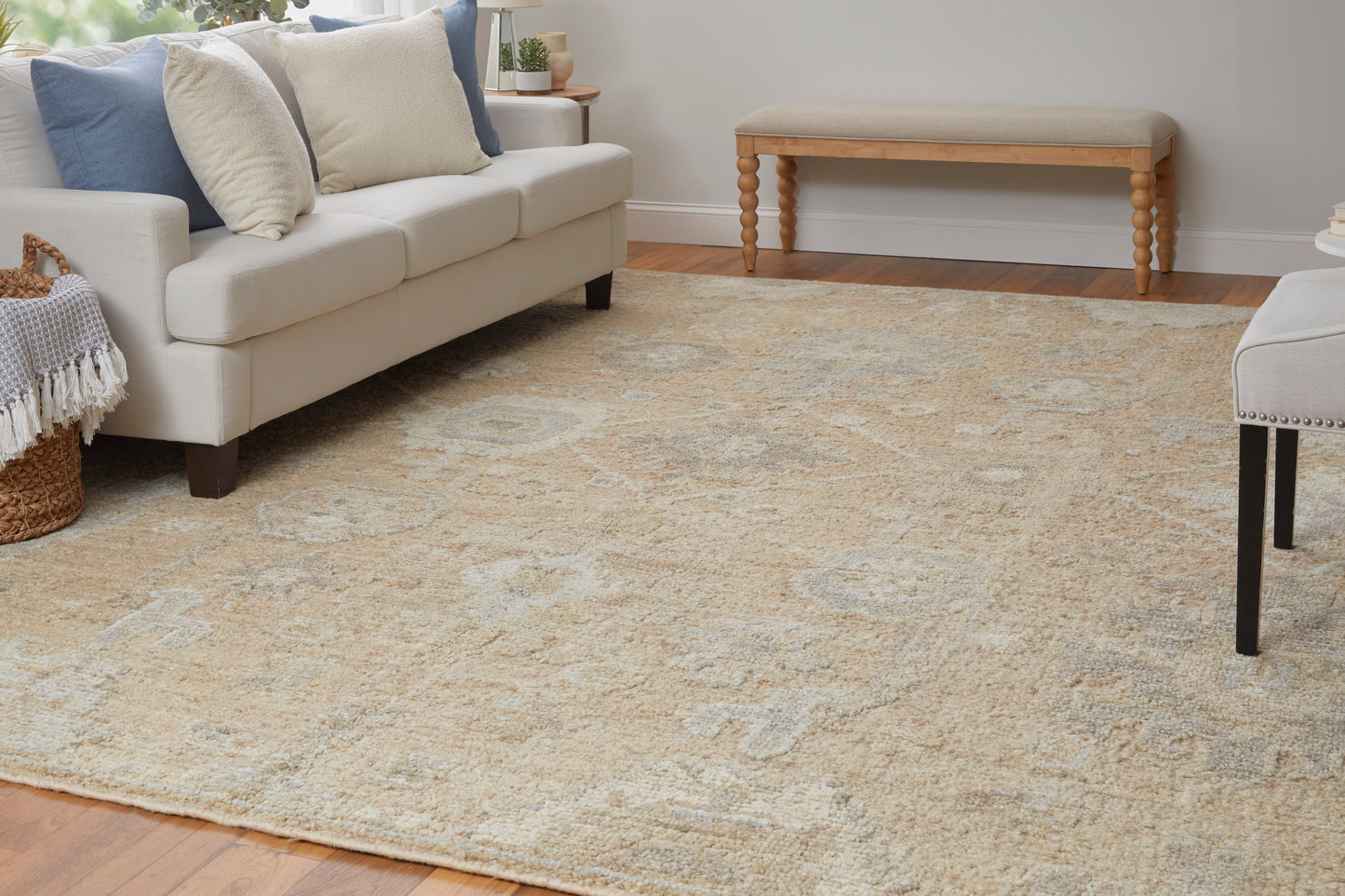 Grafton Transitional/Craftsman/Bohemian & Eclectic Floral & Botanical Tan/Gray/Ivory - Feizy Rug